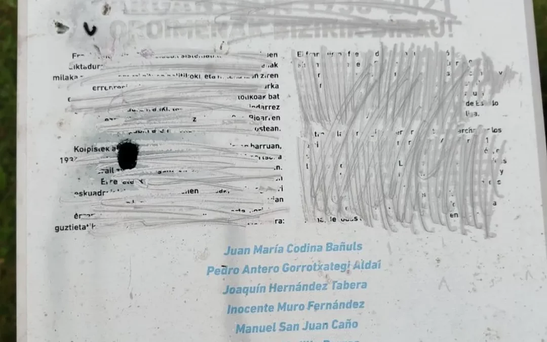 Vandalizan el memorial de once personas asesinadas en 1936 en Argantzun