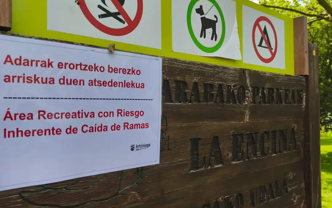 Artziniega limita el acceso a la campa de la Encina por riesgo de caída de ramas