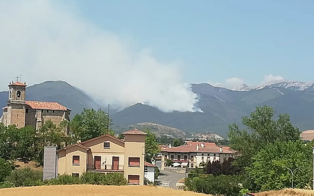 El incendio de Galarreta, ya estabilizado, ha calcinado un centenar de hectáreas de pinar