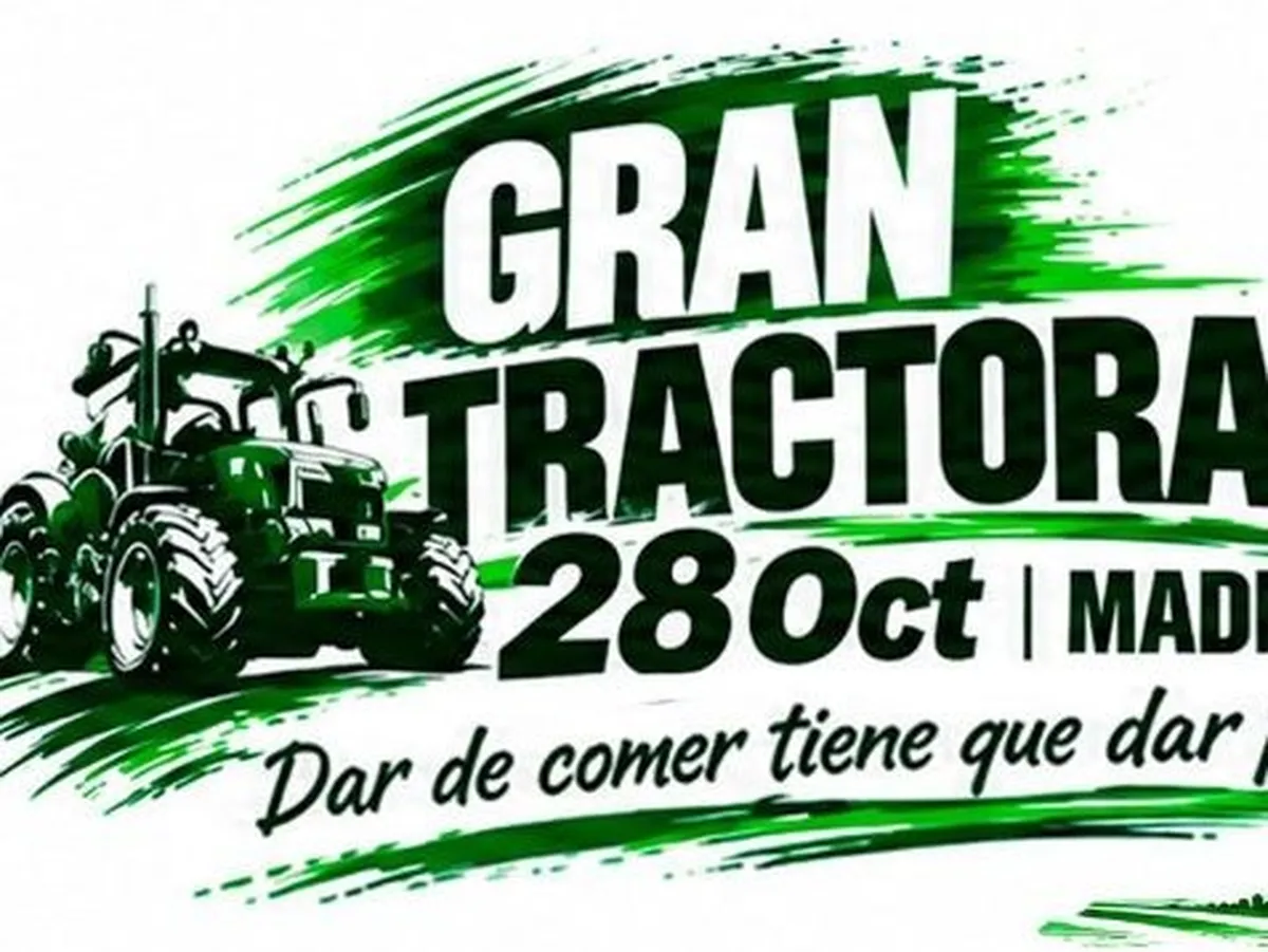 Gran Tractorada Madrid 28 de octubre Cartel de la Gran Tractorada del 28 de octubre en Madrid, bajo el lema Dar de comer tiene que dar para vivir