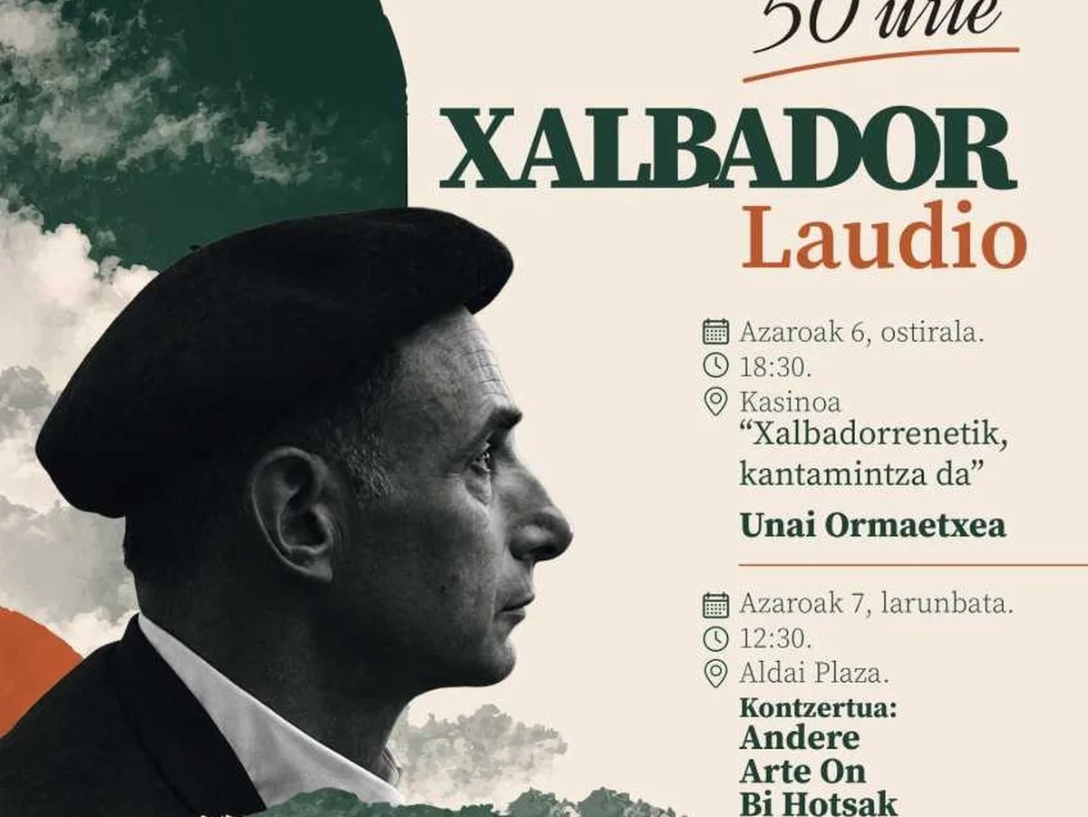 Xalbadorren 50. urteurrena Laudion Laudioko Xalbadorren heriotzaren 50. urteurreneko ekitaldien kartela